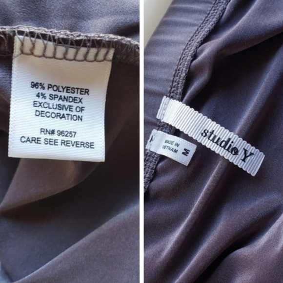 Studio Y Flattering Blouse Crystal Neckline with ties purplish gray New - Picture 9 of 9